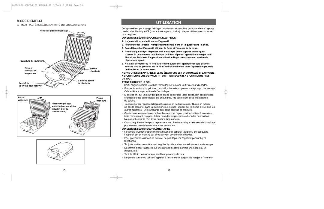 Black & Decker CG200 manual Utilisation, Mode D’EMPLOI, Conseils DE Sécurité Pour LE FIL Électrique 