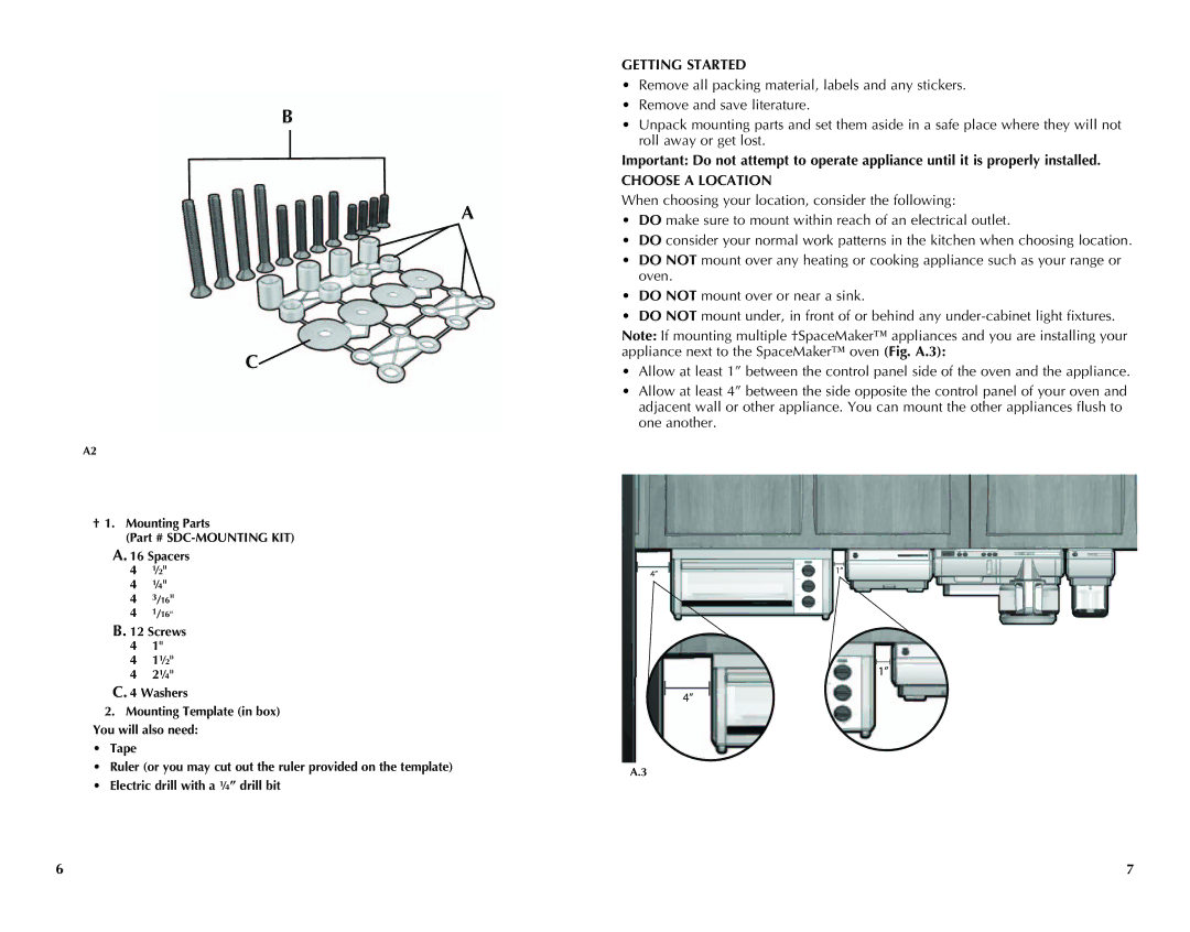 Black & Decker CG700 manual Getting Started, Choose a Location 