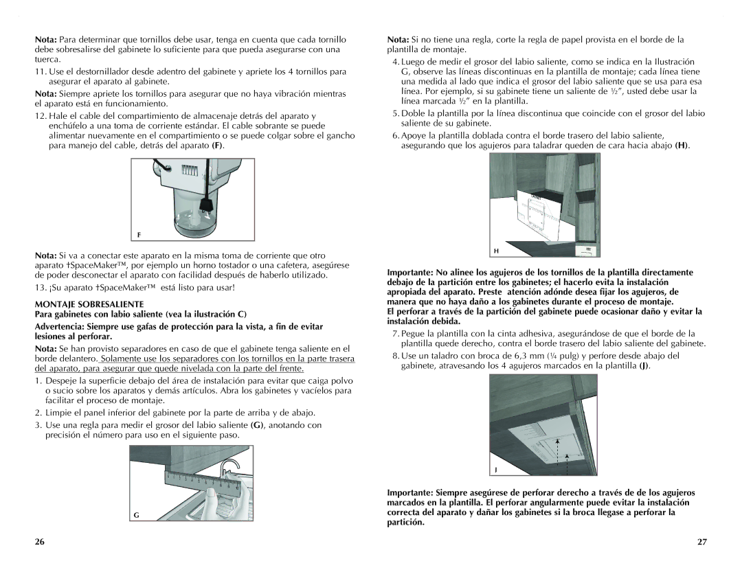 Black & Decker CG800B, CG800WM manual Montaje Sobresaliente 