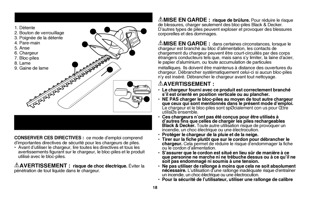 Black & Decker CHH2220, LHT2220 instruction manual Composantes, Avertissement 