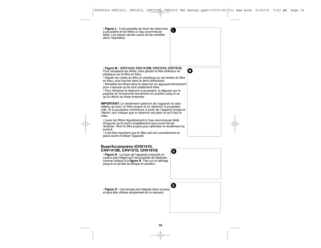 Black & Decker CHV1210 instruction manual Buse/Accessoires CHV1410, CHV1410B, CHV1510, CHV1610 