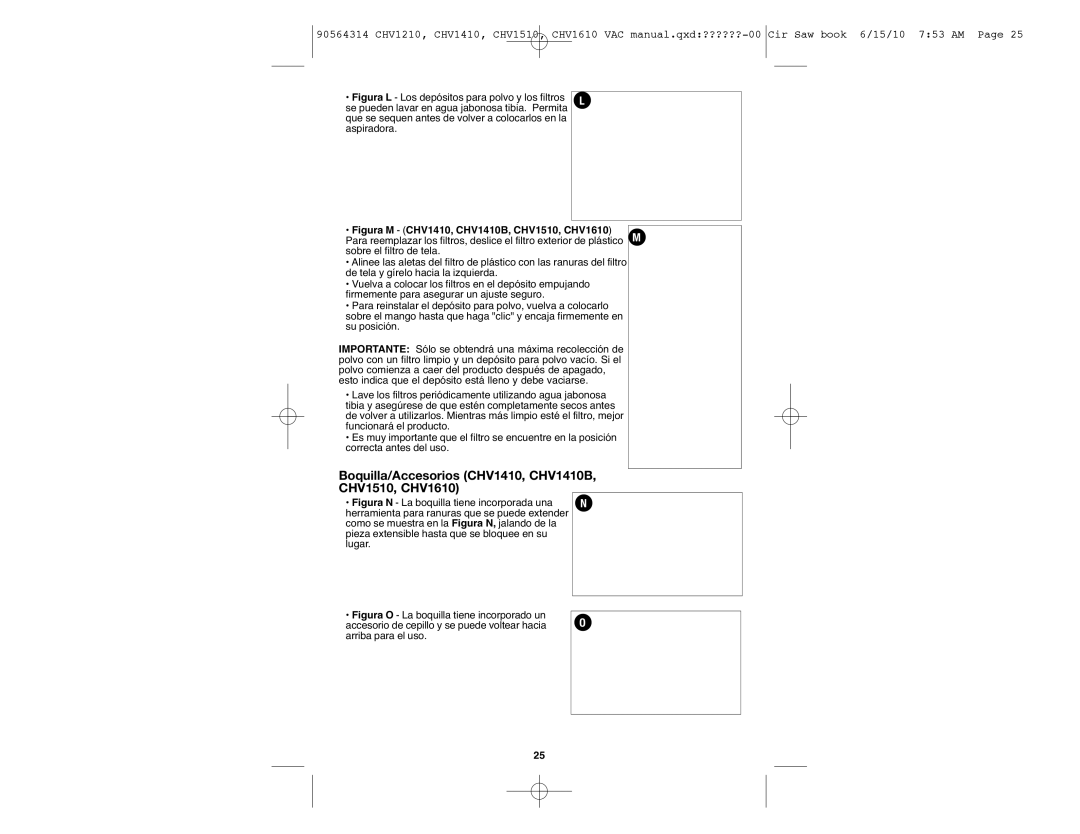 Black & Decker CHV1210 instruction manual Boquilla/Accesorios CHV1410, CHV1410B, CHV1510, CHV1610 