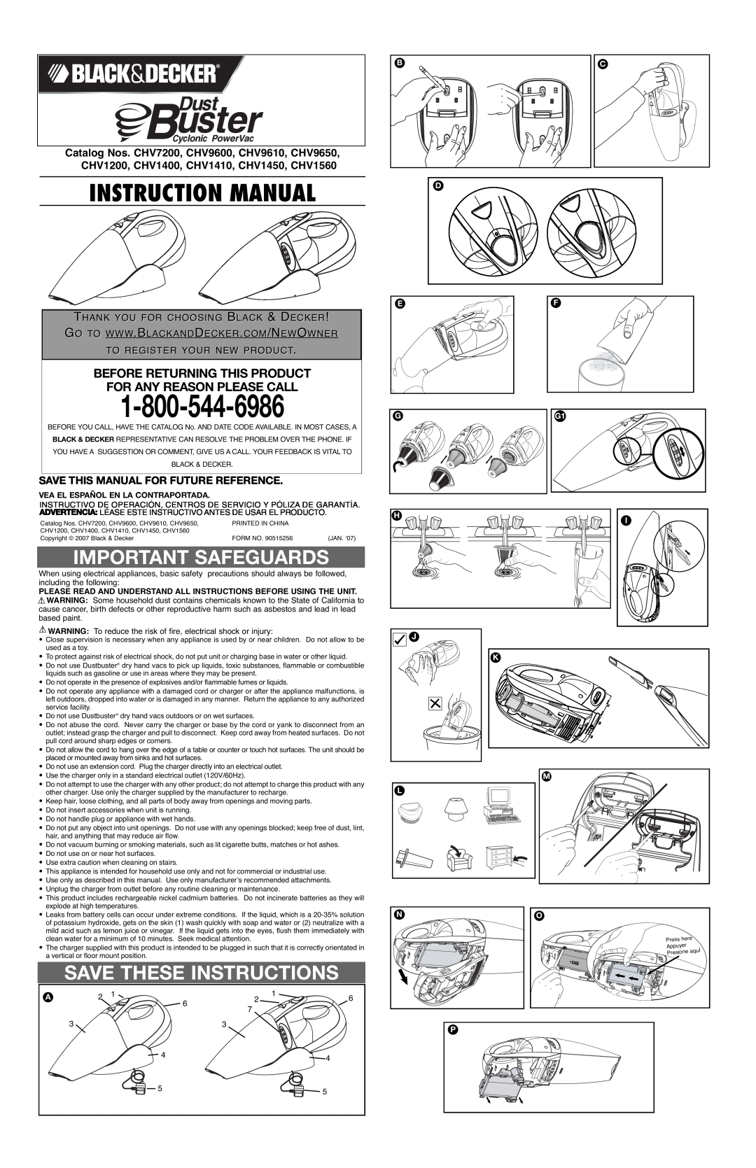 Black & Decker CHV9650 instruction manual Important Safeguards, Save These Instructions, To Register Your New Product 