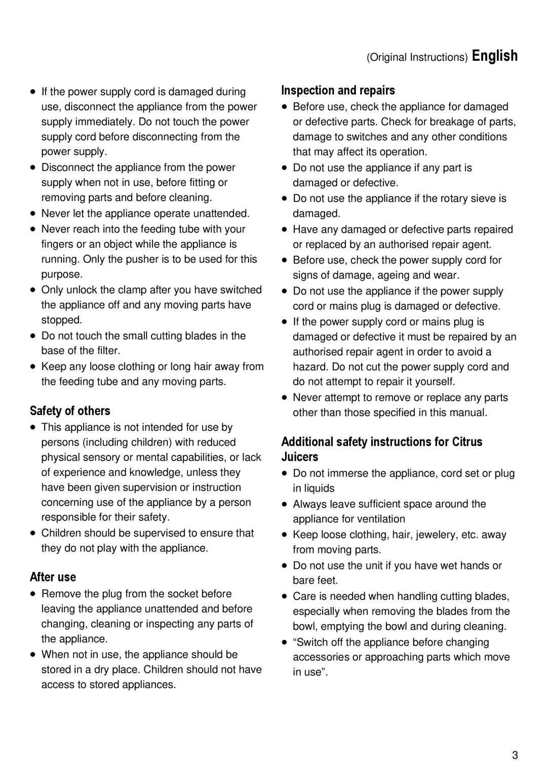 Black & Decker CJ500 manual Safety of others, After use, Inspection and repairs 