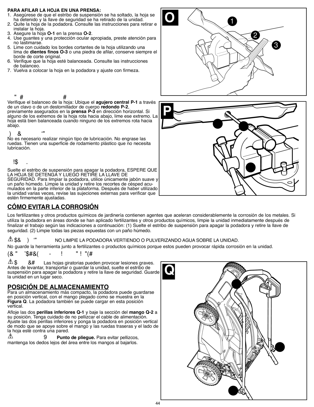 Black & Decker CM 1836, CM1836R instruction manual Cómo Evitar LA Corrosión, Posición DE Almacenamiento 