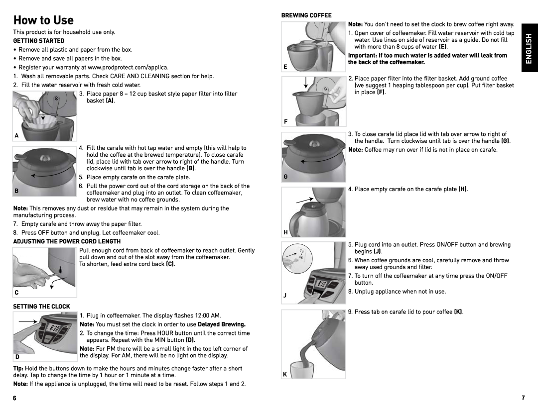 Black & Decker CM1509 manual How to Use, English 