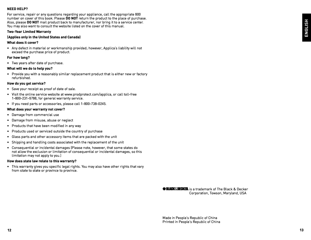 Black & Decker CM1509 manual Need Help? 