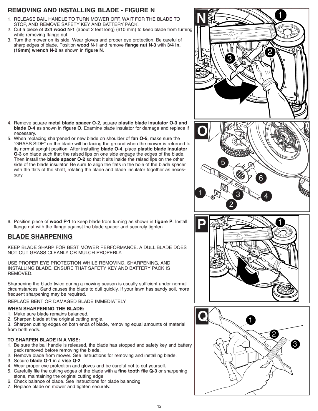 Black & Decker CM1936R Removing and Installing Blade Figure N, Blade Sharpening, When Sharpening the Blade 