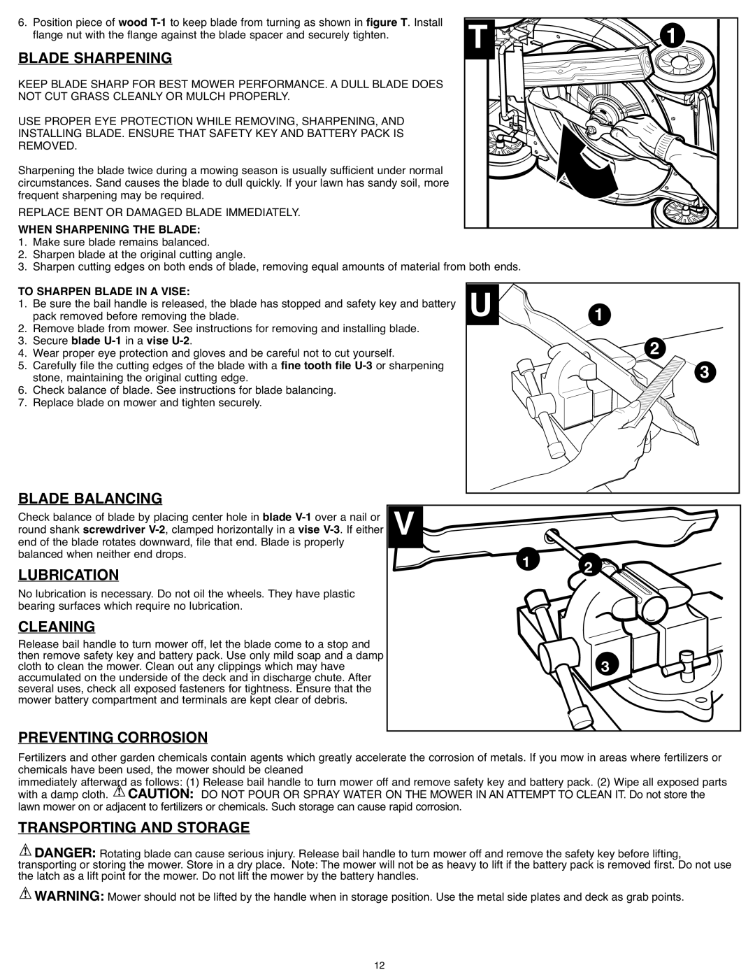 Black & Decker CM1936ZF2 instruction manual Blade Sharpening, Blade Balancing, Lubrication, Cleaning, Preventing Corrosion 