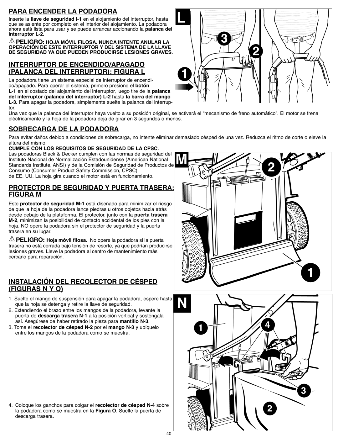 Black & Decker CM1936ZF2 Para Encender LA Podadora, Sobrecarga DE LA Podadora, Instalación DEL Recolector DE Césped 