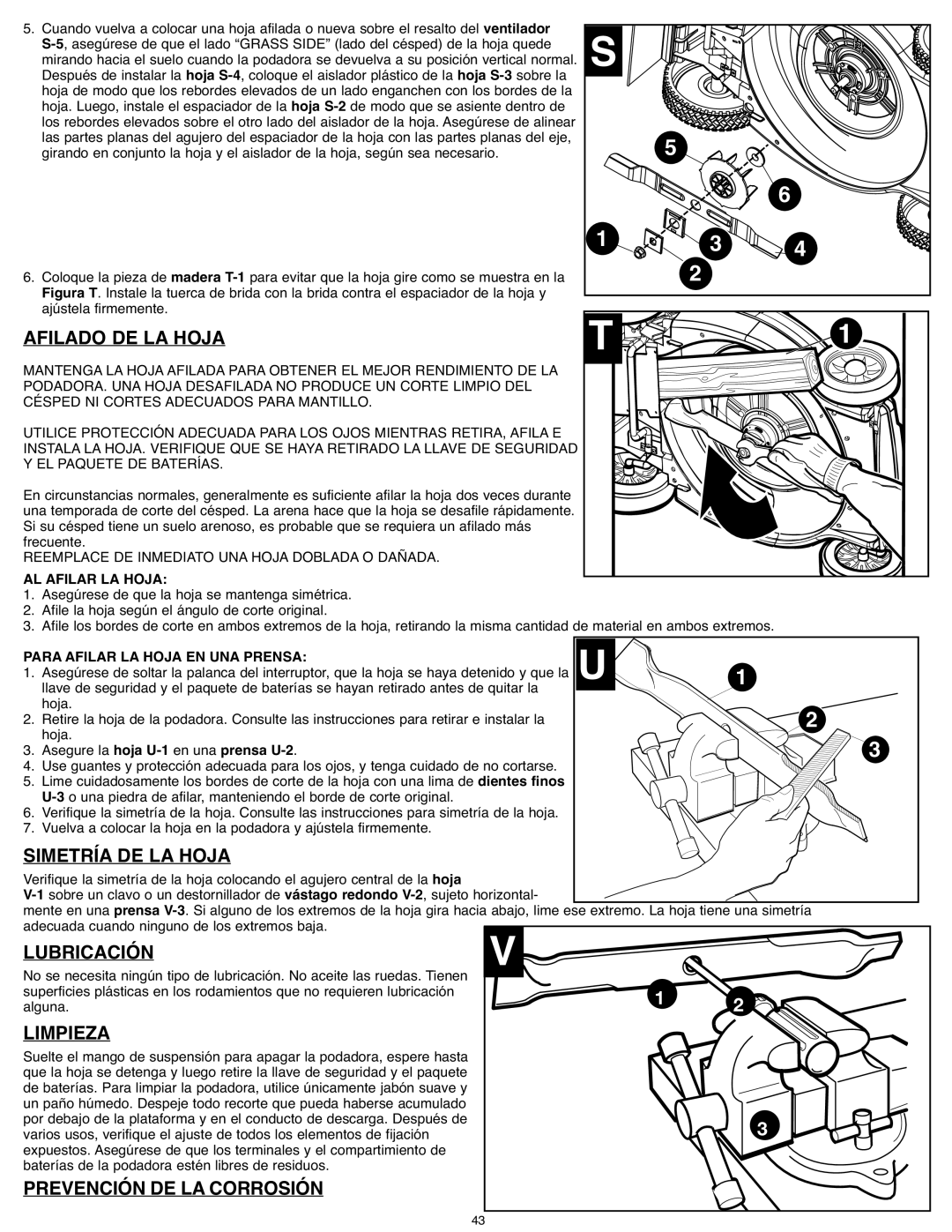 Black & Decker CM1936ZF2 Afilado DE LA Hoja, Simetría DE LA Hoja, Lubricación, Limpieza, Prevención DE LA Corrosión 