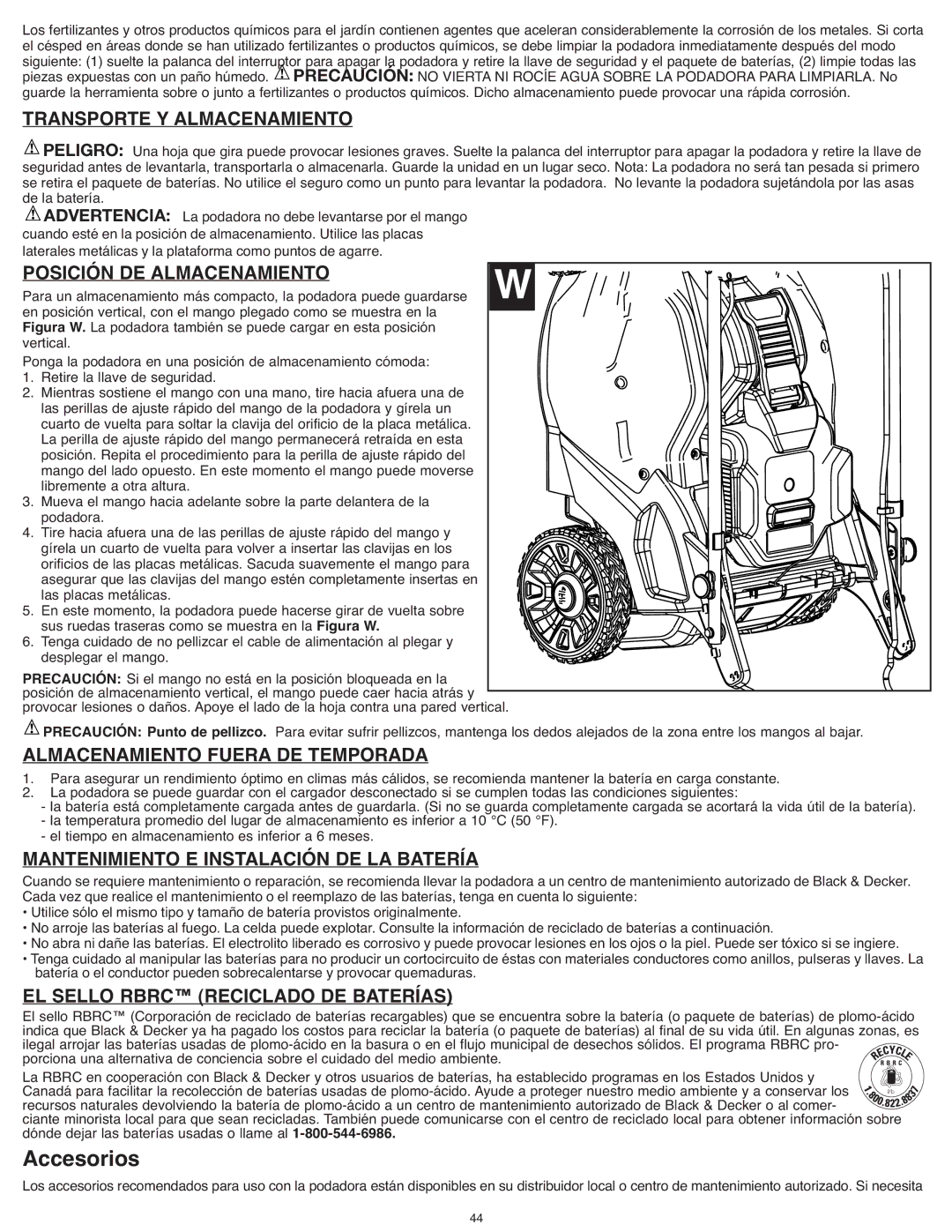 Black & Decker CM1936ZF2 Transporte Y Almacenamiento, Posición DE Almacenamiento, Almacenamiento Fuera DE Temporada 