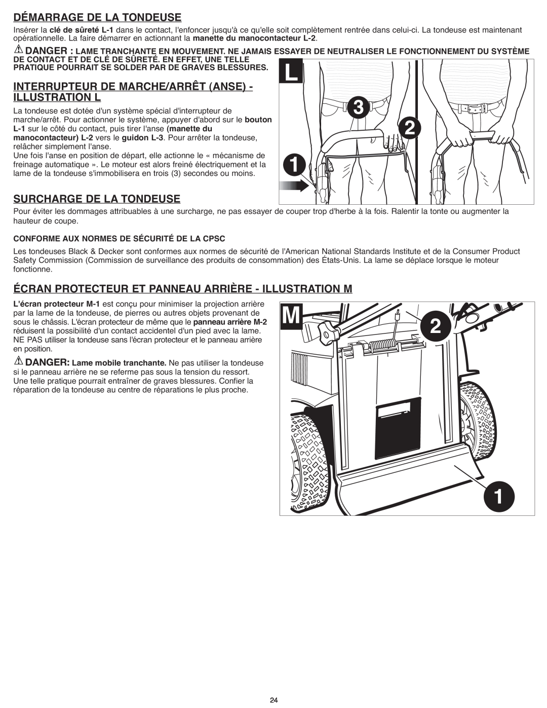 Black & Decker CM1936ZF2 instruction manual Démarrage De La Tondeuse, Interrupteur De Marche/Arrêt Anse, Illustration L 