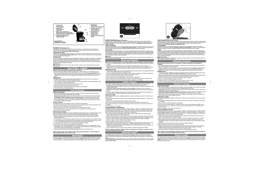 Black & Decker CM200 warranty How To Use - English, Need Help?, Como usar-Español, ¿Necesita ayuda?, Utilisation-Français 
