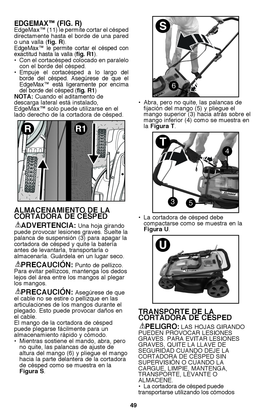Black & Decker CM2040 EdgeMax fig. R, Almacenamiento De La Cortadora De Césped, Transporte De La Cortadora De Césped 