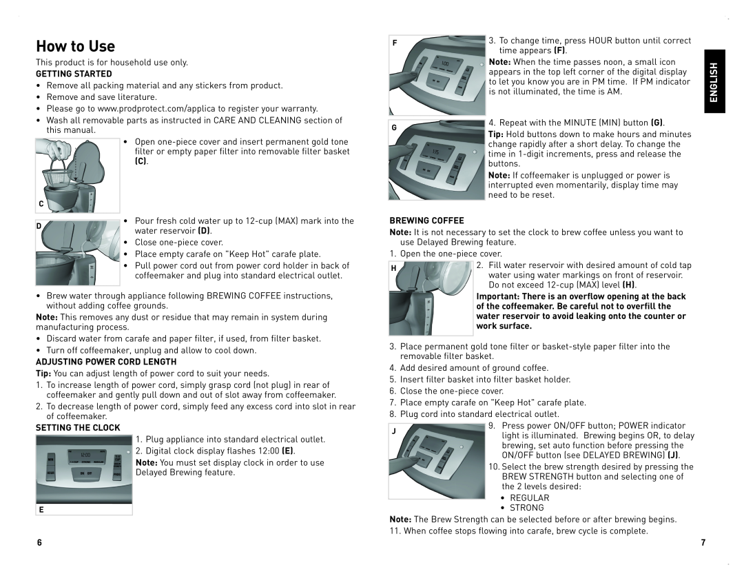 Black & Decker CM2070B manual How to Use, English 