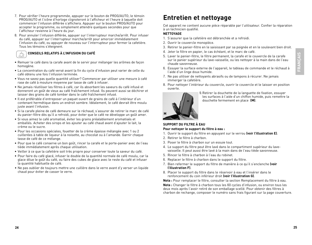 Black & Decker CM5050CUC manual Entretien et nettoyage, Français 