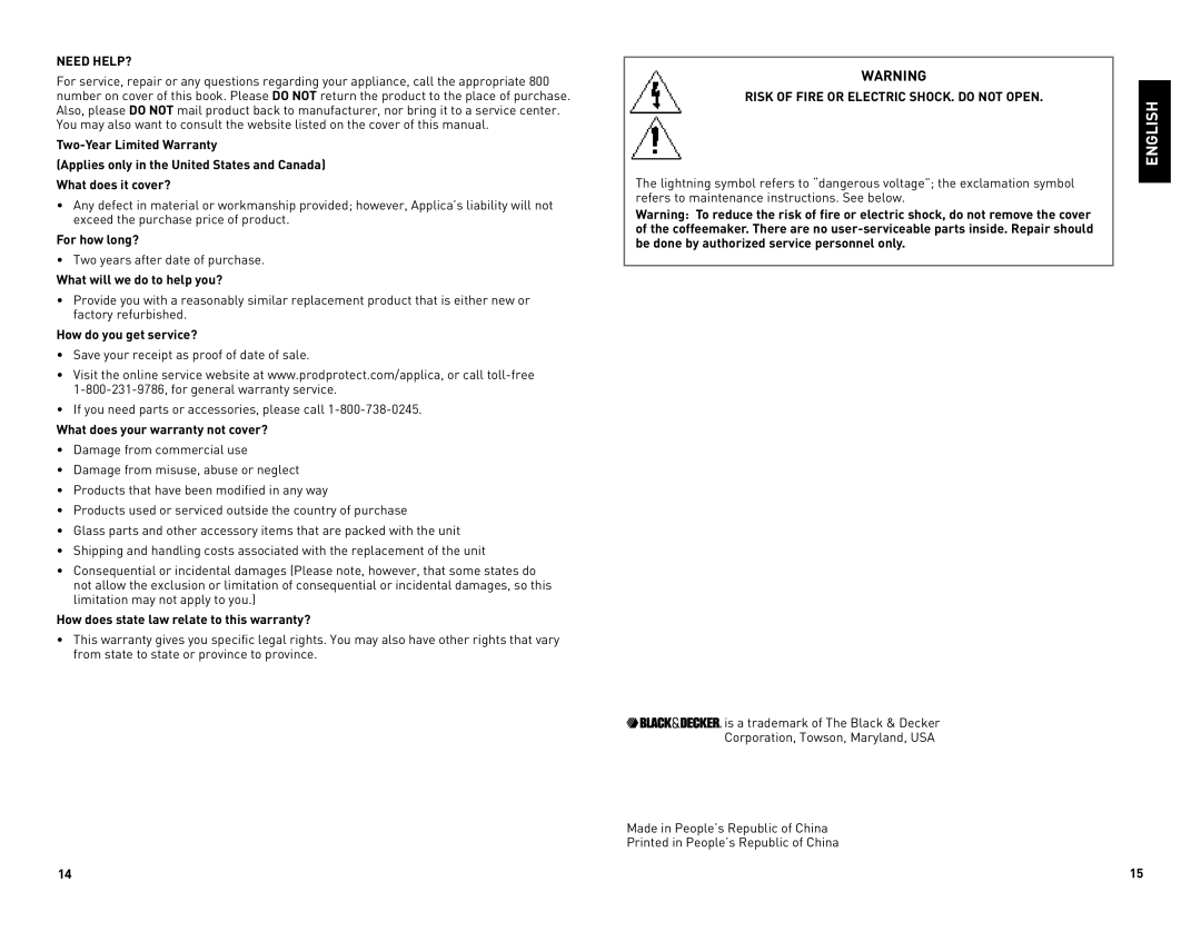 Black & Decker CM5050CUC manual English, Need Help? 