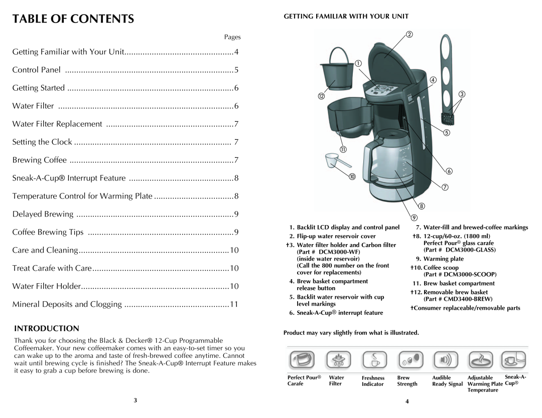 Black & Decker CMD3400MBC manual Introduction, Table Of Contents 