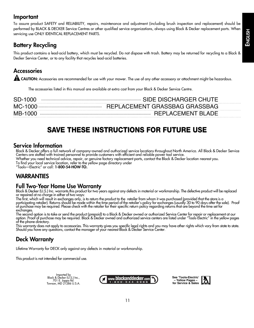 Black & Decker CMM1000 instruction manual Save These Instructions for Future USE 