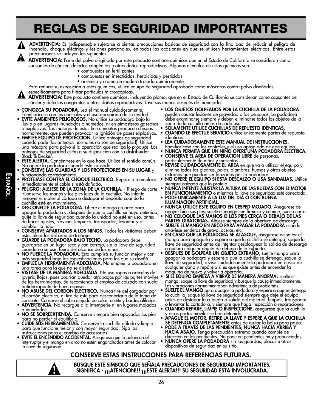 Black & Decker CMM1000 instruction manual Reglas DE Seguridad Importantes 