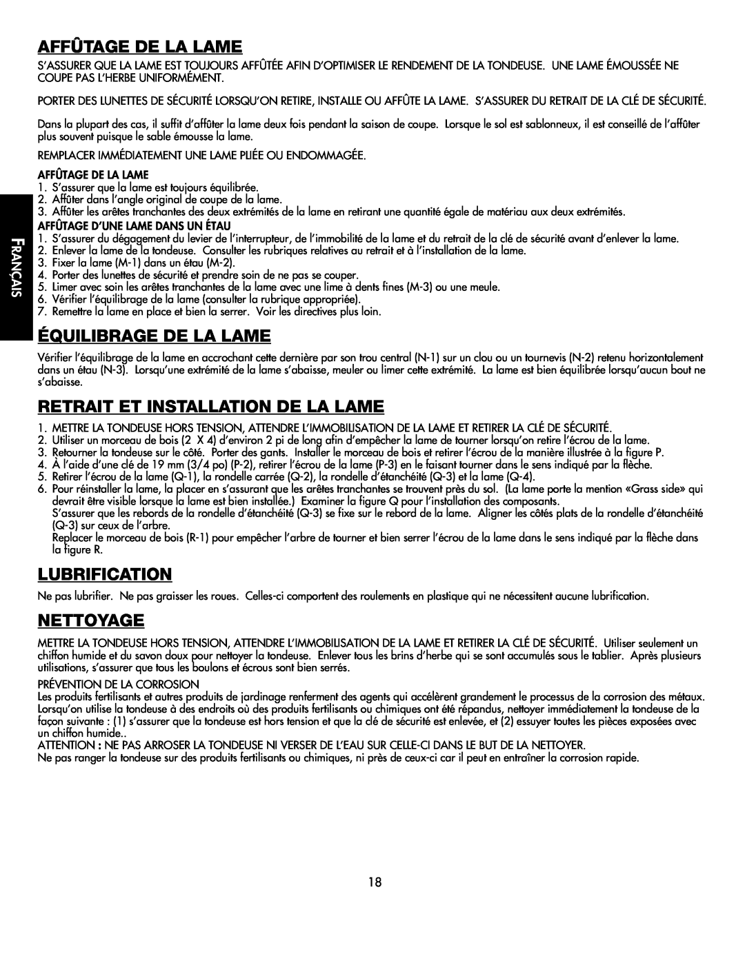 Black & Decker CMM1000 Affûtage De La Lame, Équilibrage De La Lame, Retrait Et Installation De La Lame, Lubrification 