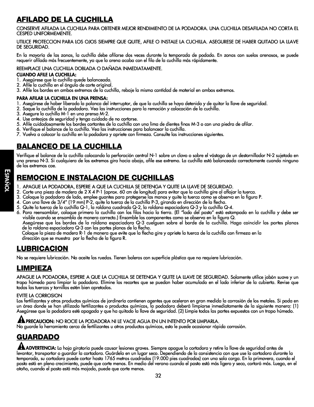 Black & Decker CMM1000 Afilado De La Cuchilla, Balanceo De La Cuchilla, Remocion E Instalacion De Cuchillas, Lubricacion 