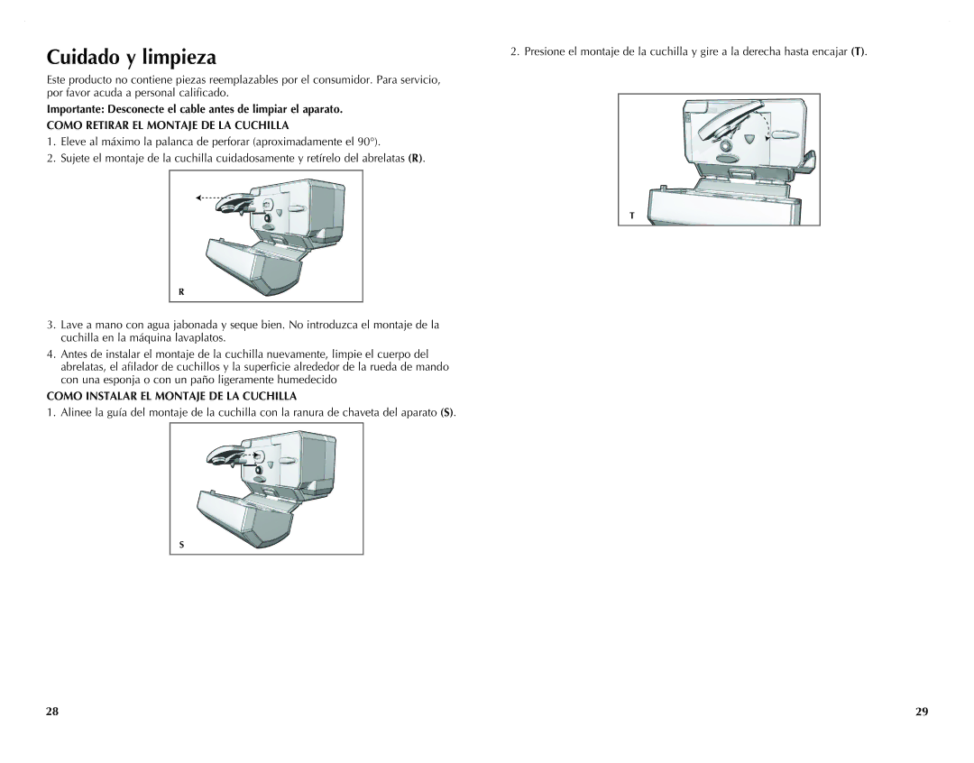 Black & Decker CO100B, CO100WM, CO95 manual Cuidado y limpieza, Importante Desconecte el cable antes de limpiar el aparato 