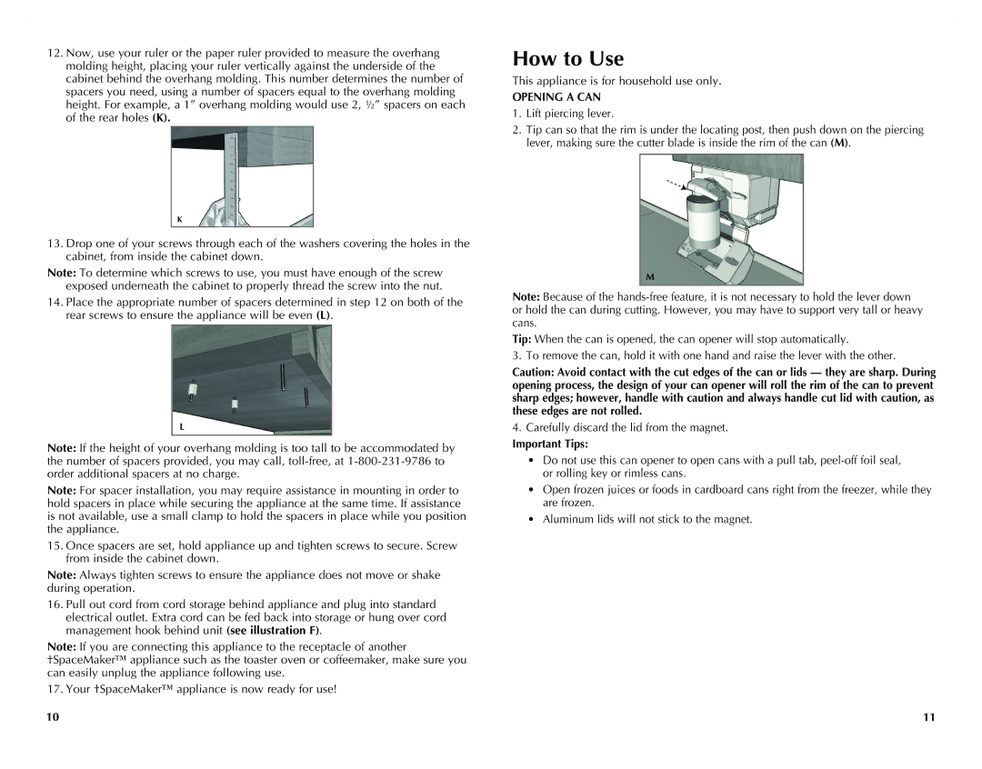 Black & Decker CO95, CO100WM, CO100B manual How to Use, Opening a can, Important Tips 