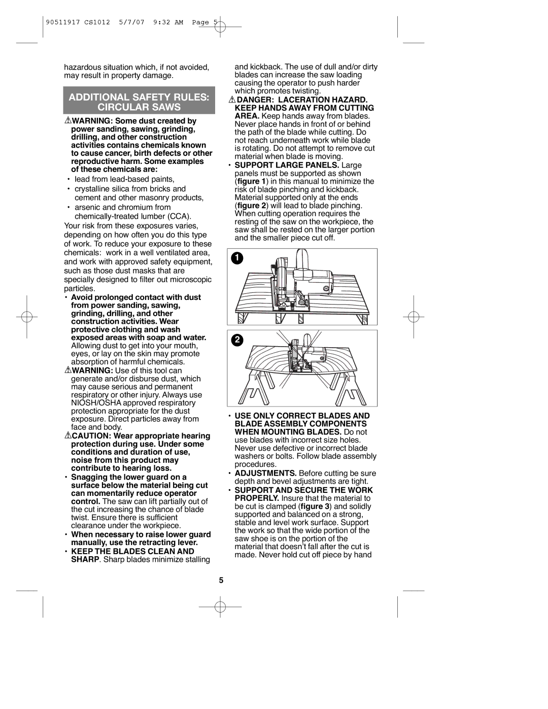 Black & Decker CS1012 SE These Instructions Additional Safety Rules Circular Saws, Lead from lead-based paints 