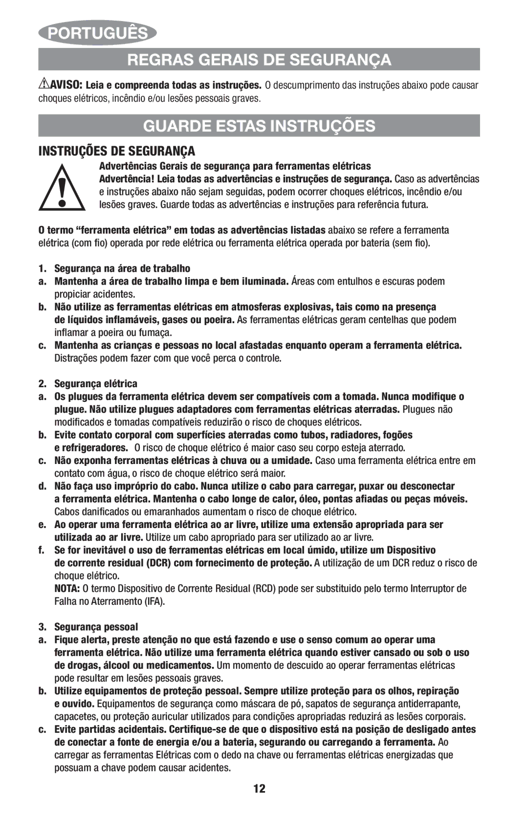 Black & Decker CS2000, ITM90545036 Português Regras Gerais DE Segurança, Guarde Estas Instruções, Instruções DE Segurança 