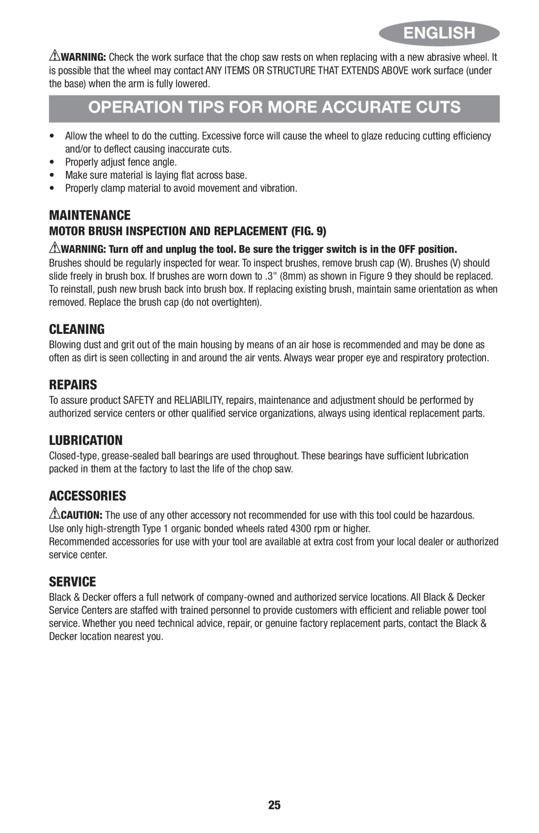 Black & Decker ITM90545036, CS2000 instruction manual English Operation Tips for More Accurate Cuts 