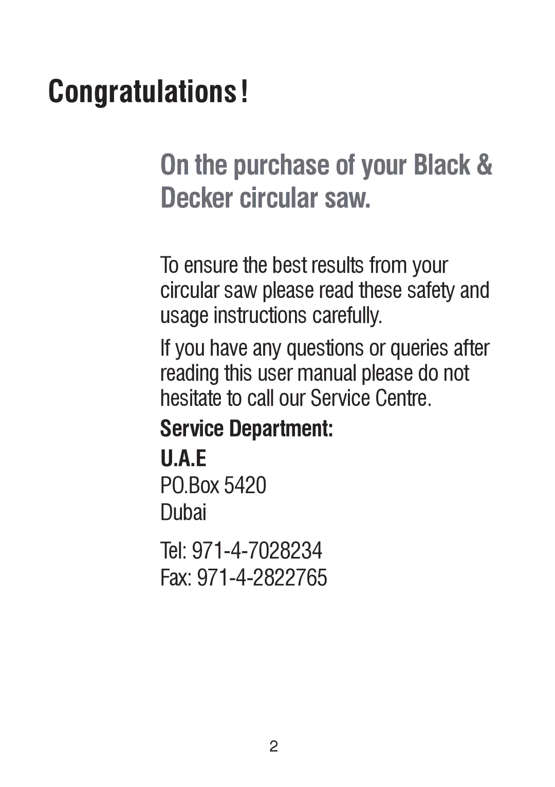 Black & Decker CS718-AE instruction manual Congratulations 