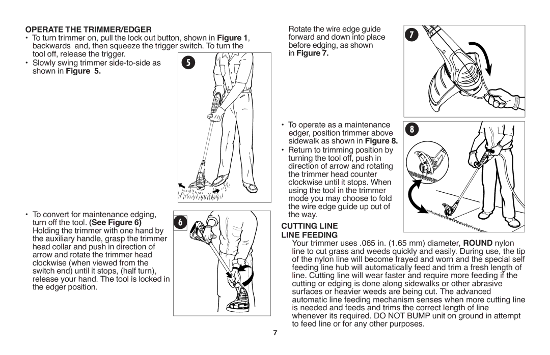 Black & Decker CST1200R instruction manual Operate the TRIMMER/EDGER, Cutting Line Line Feeding 