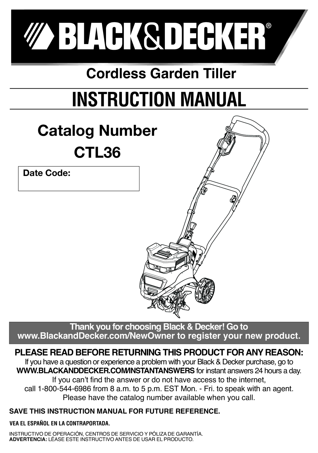 Black & Decker CTL36 instruction manual VEA EL Español EN LA Contraportada 