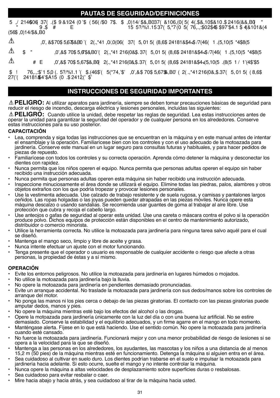 Black & Decker CTL36 Pautas DE SEGURIDAD/DEFINICIONES, Instrucciones DE Seguridad Importantes, Capacitación, Operación 