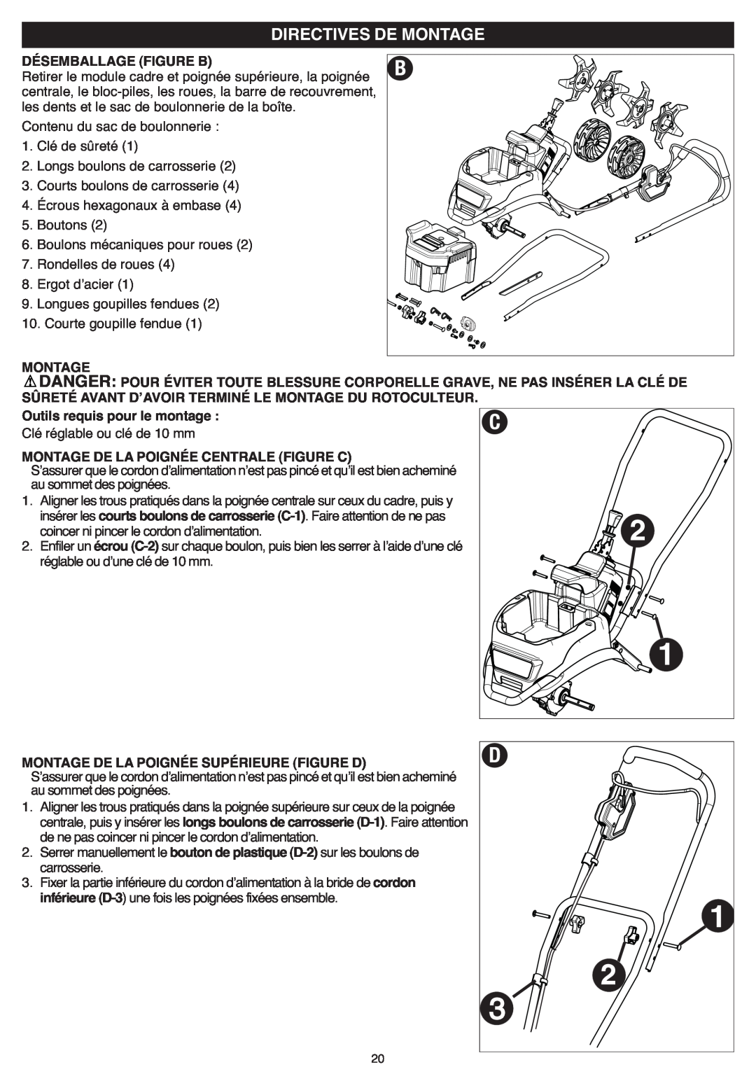 Black & Decker CTL36 instruction manual Désemballage Figure B, Montage, Outils requis pour le montage 