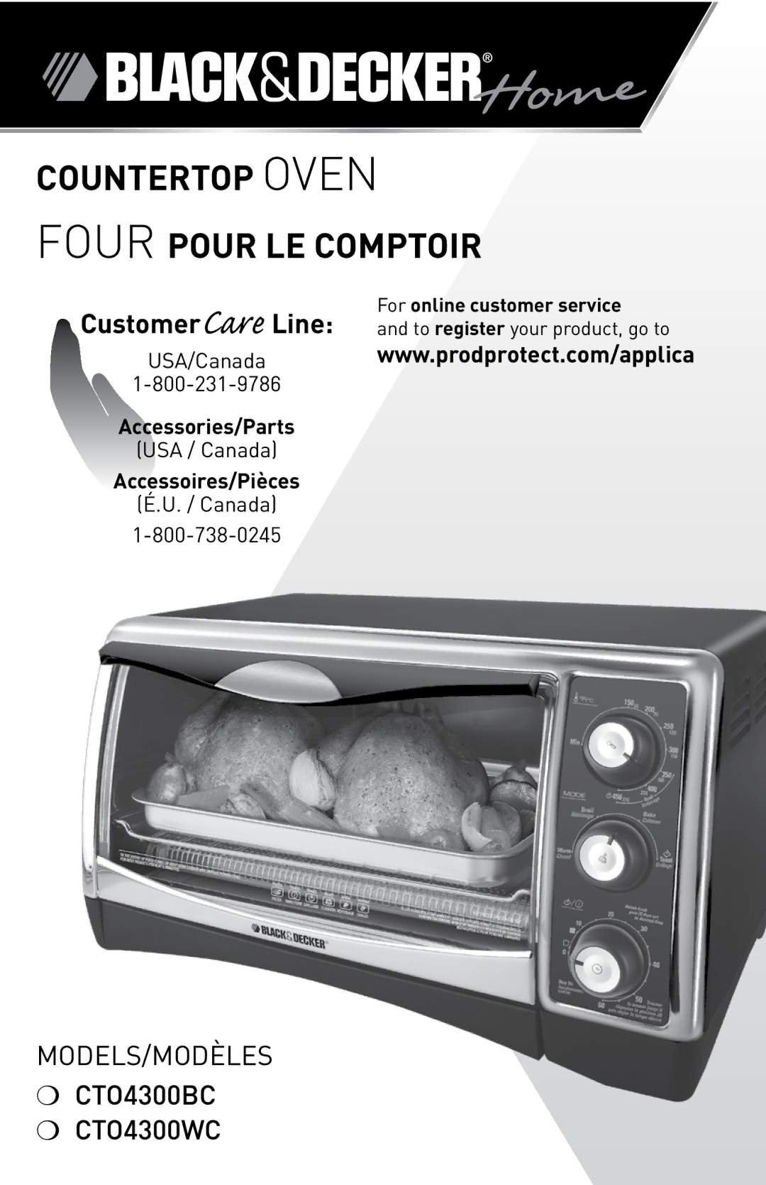 Black & Decker CTO4300WC, CTO4300BC manual Countertop Oven Four Pour LE Comptoir, Customer Care Line 