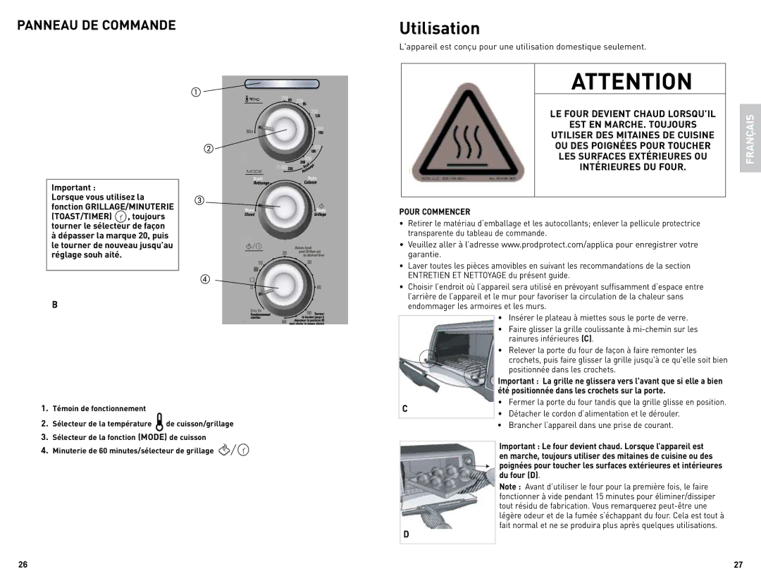 Black & Decker CTO4300BC, CTO4300WC manual LE Four Devient Chaud LORSQU’IL, Été positionnée dans les crochets sur la porte 