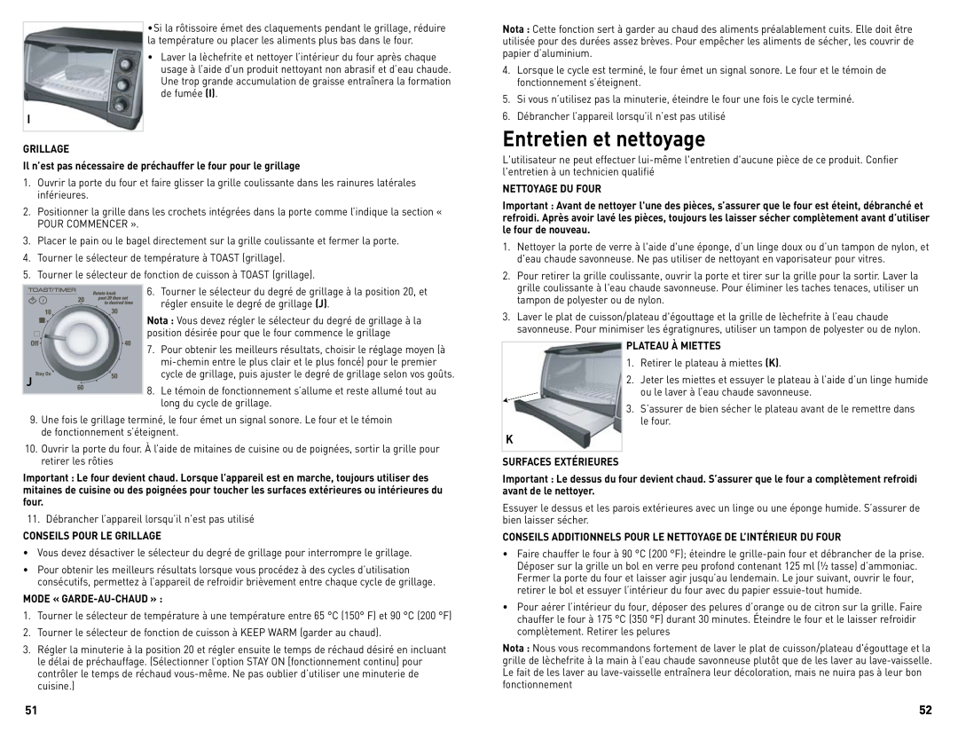 Black & Decker CTO4300BUC manual Entretien et nettoyage 