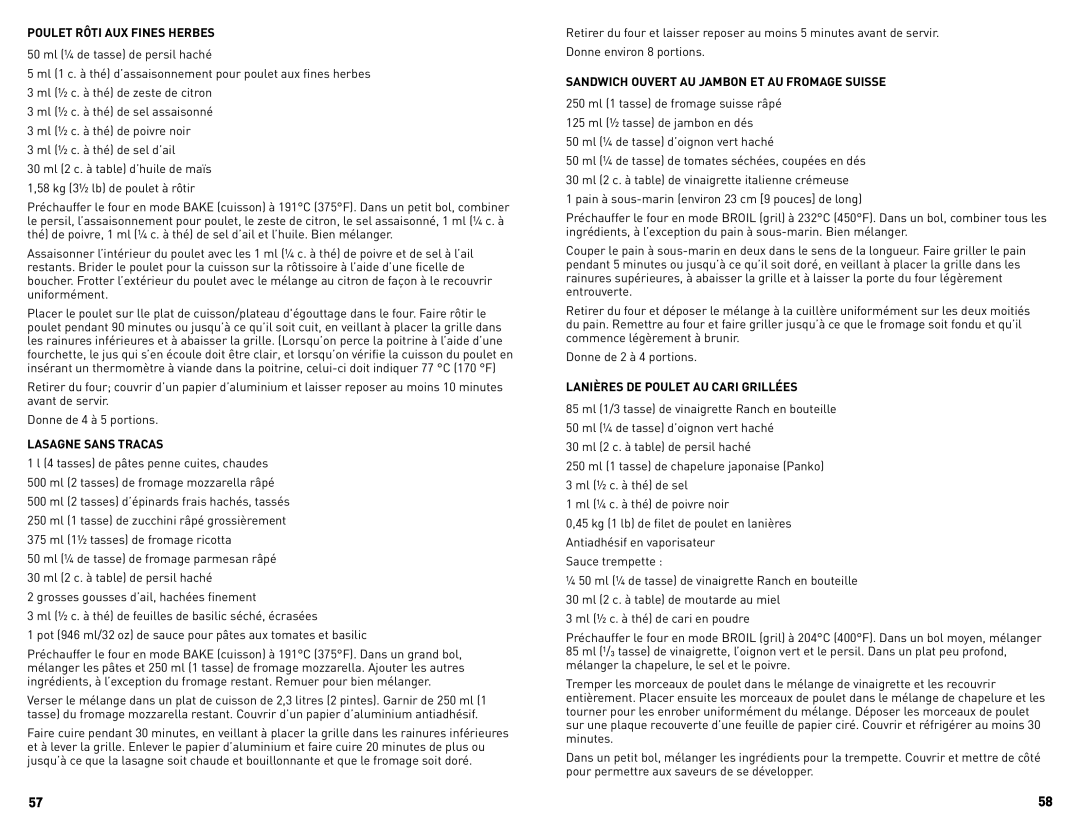 Black & Decker CTO4300BUC manual Poulet Rôti Aux Fines Herbes 