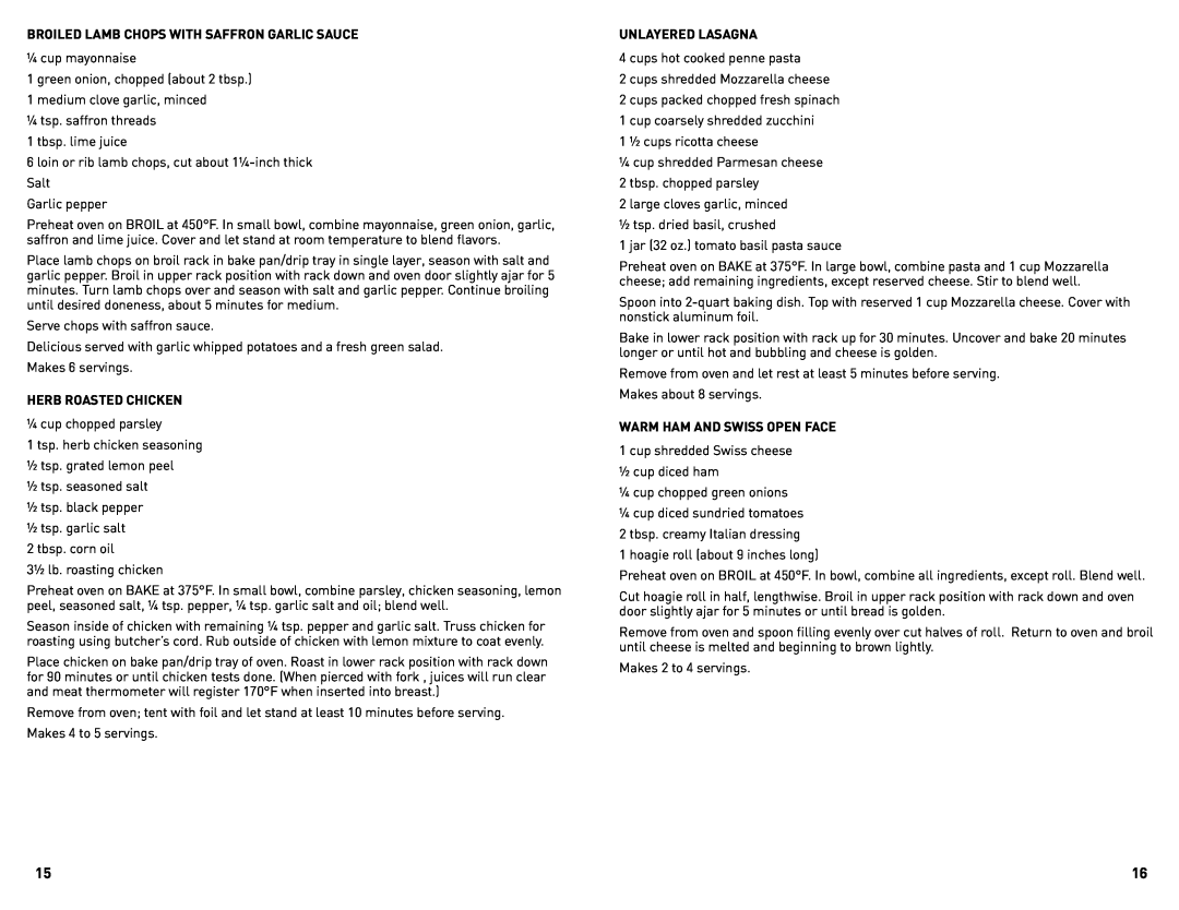 Black & Decker CTO4300BUC manual Broiled Lamb Chops With Saffron Garlic Sauce 