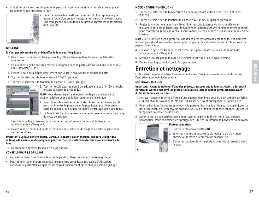 Black & Decker CTO4400B- 10G manual Entretien et nettoyage, Mode « GARDE-AU-CHAUD », Pour Commencer », Nettoyage DU Four 