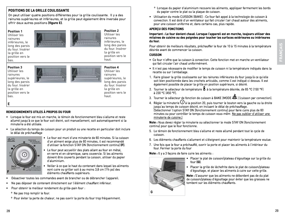 Black & Decker CTO4400BC manual Français, Aperçu Des Fonctions 