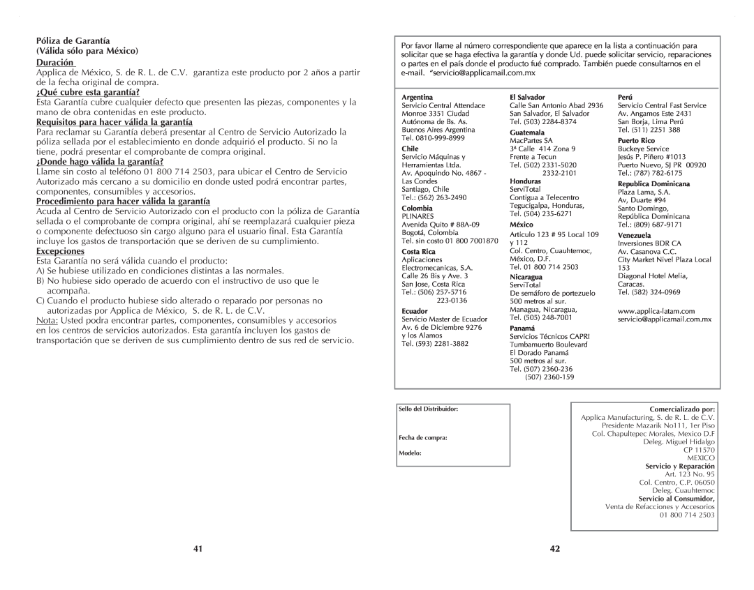Black & Decker CTO4401B manual Duración, ¿Qué cubre esta garantía?, Requisitos para hacer válida la garantía, Excepciones 