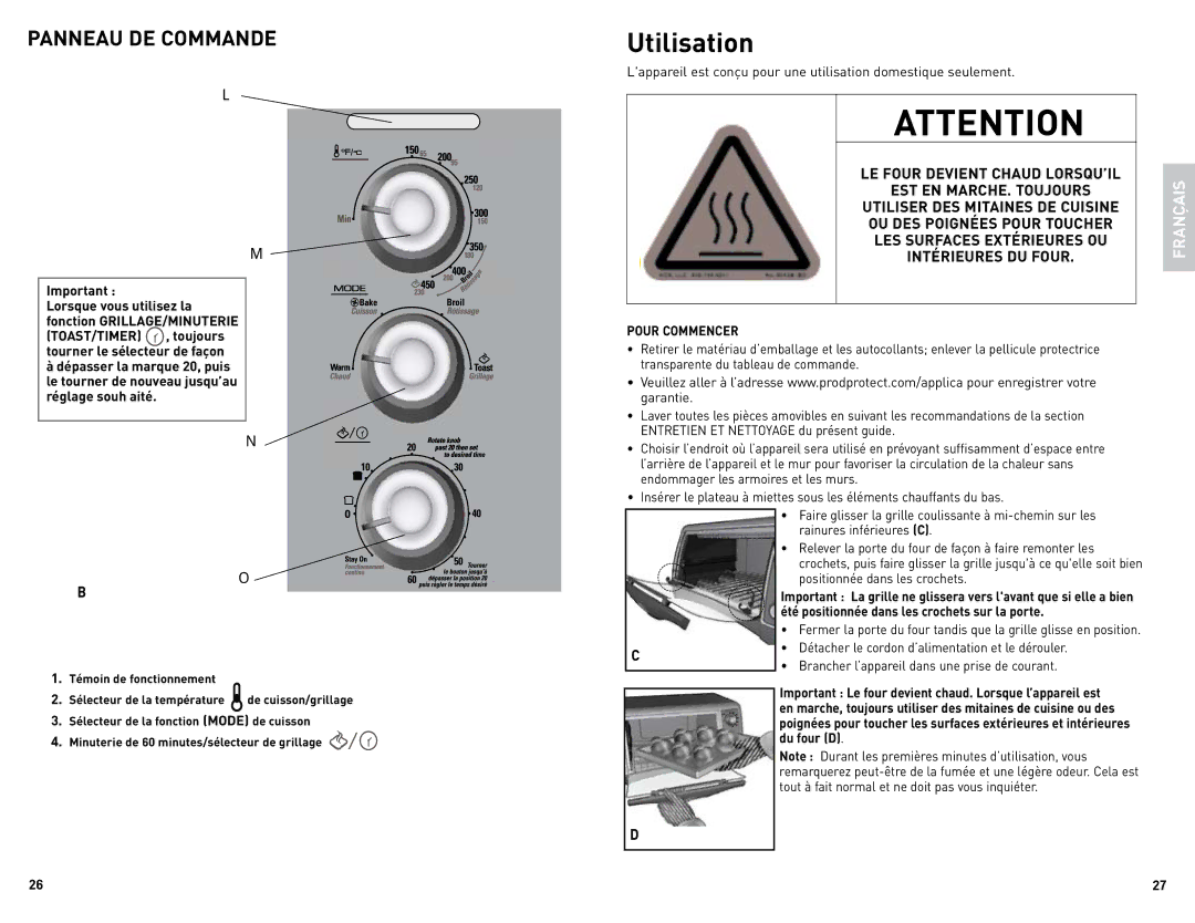 Black & Decker CTO4500SCUC manual Utilisation, LE Four Devient Chaud LORSQU’IL 