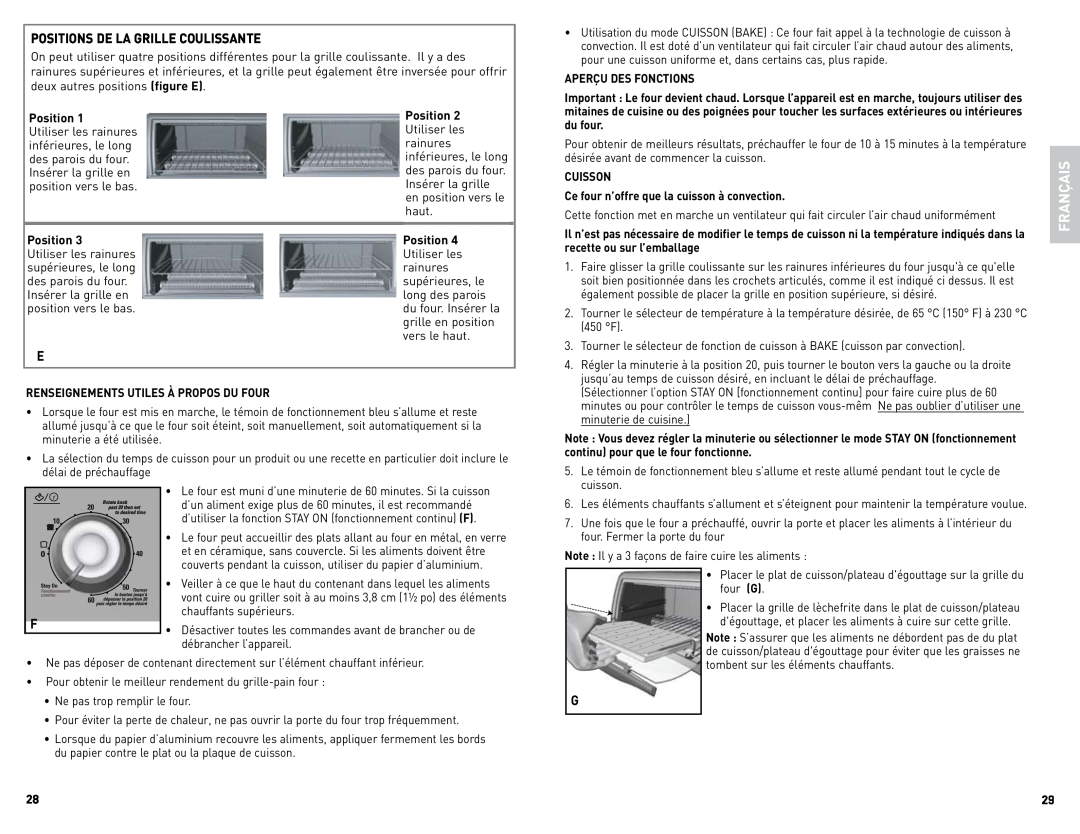 Black & Decker CTO4500SCUC manual Français, Désactiver toutes les commandes avant de brancher ou de 