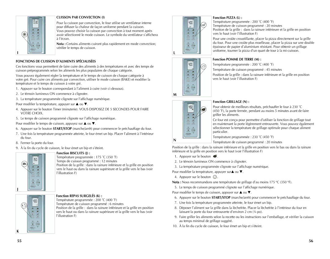 Black & Decker CTO4550SD manual Cuisson PAR Convection, Fonctions DE Cuisson D’ALIMENTS Spécialisées 
