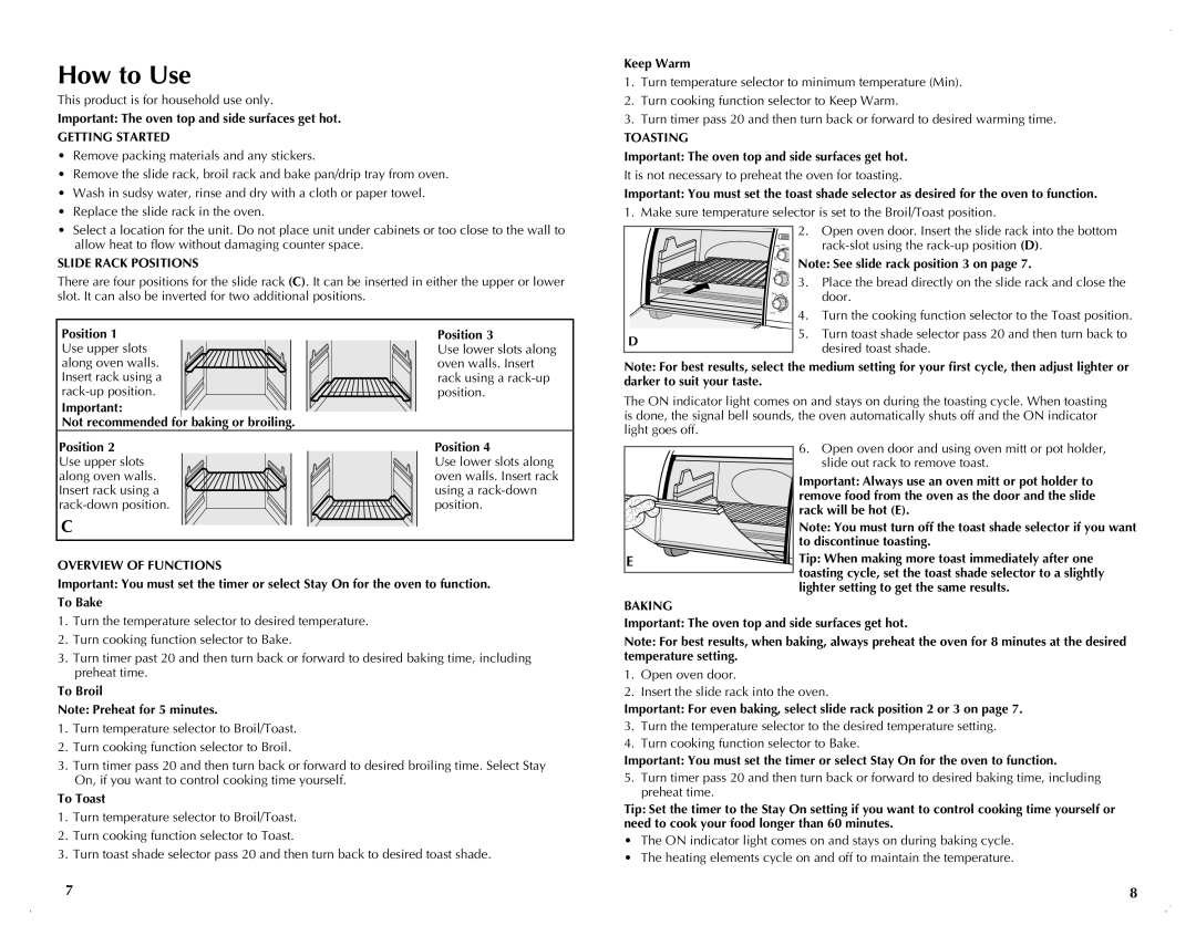 Black & Decker CTO6120B manual How to Use 