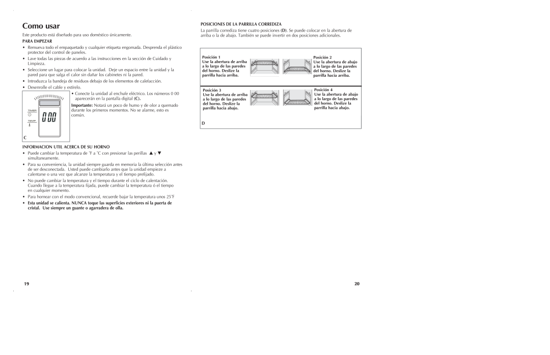 Black & Decker CTO6305, CTO6301 manual Como usar 
